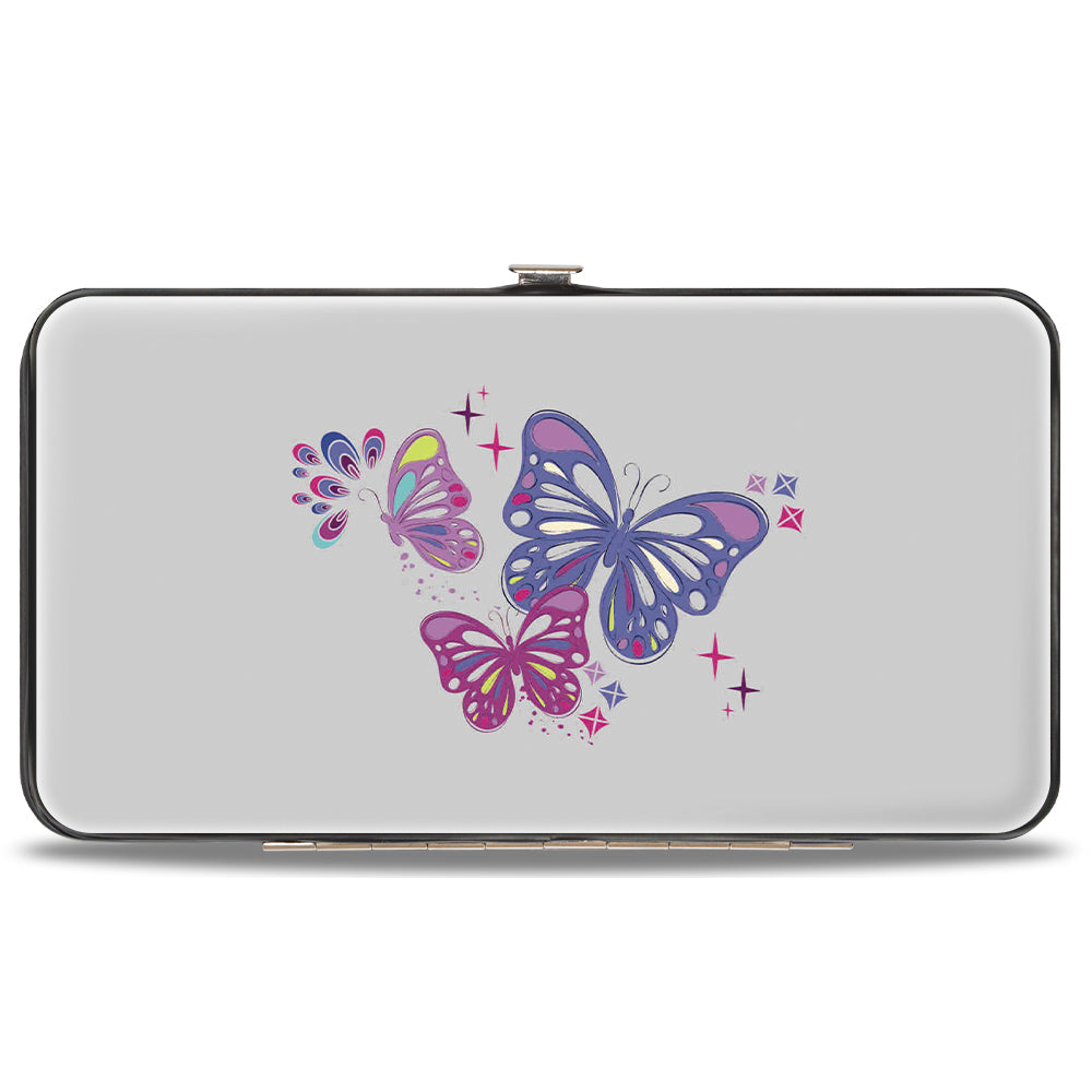 Hinged Wallet - Tinker Bell Over Shoulder Pose Sketch TINK + Butterflies Grays Multi Color