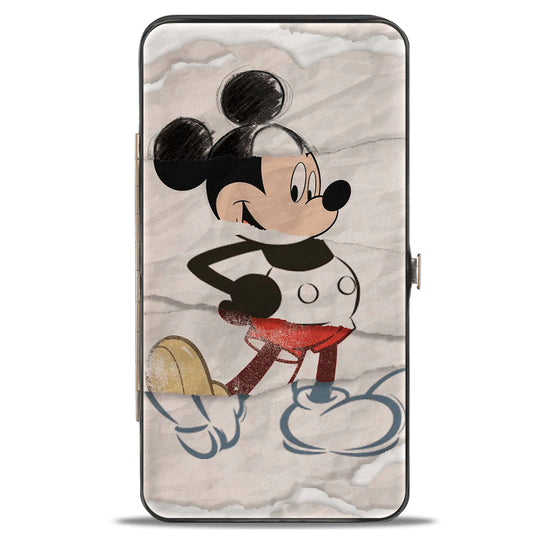 Hinged Wallet - Mickey Mouse Standing Pose Modern + Retro Sketches