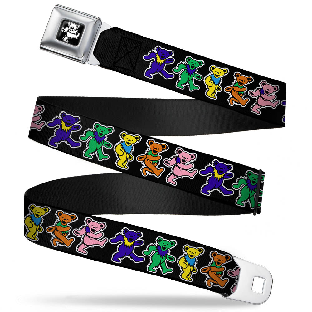 Grateful Dead Bear Seatbelt Belt - Dancing Bears Black/Multi Color Webbing