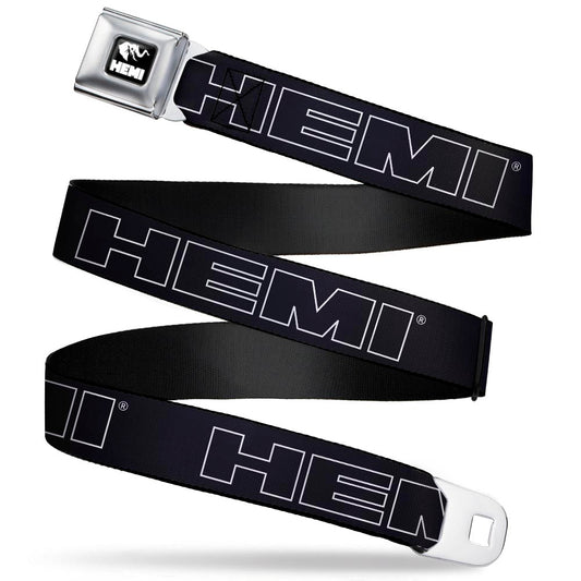 HEMI Elephant Logo Full Color Black/White Seatbelt Belt - HEMI Bold Outline Black/White Webbing