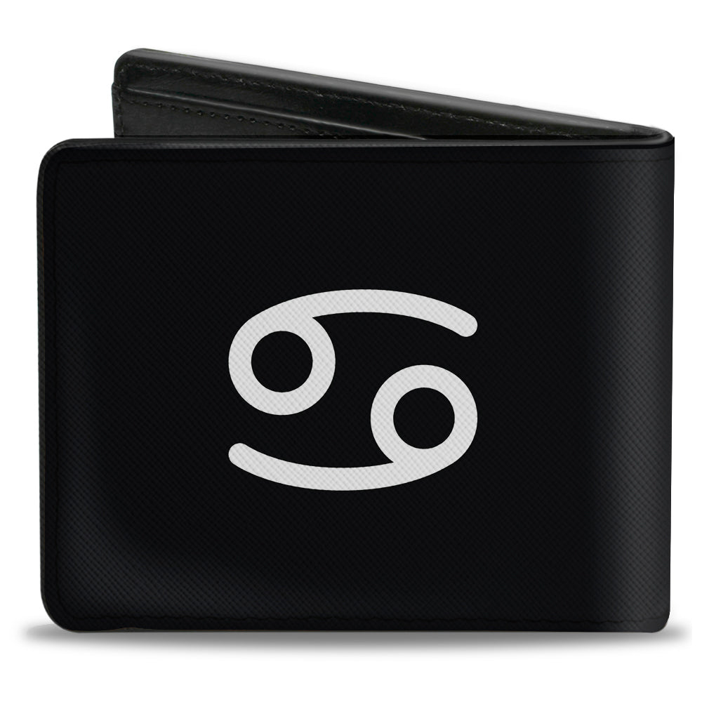 Bi-Fold Wallet - Zodiac CANCER Symbol Black White