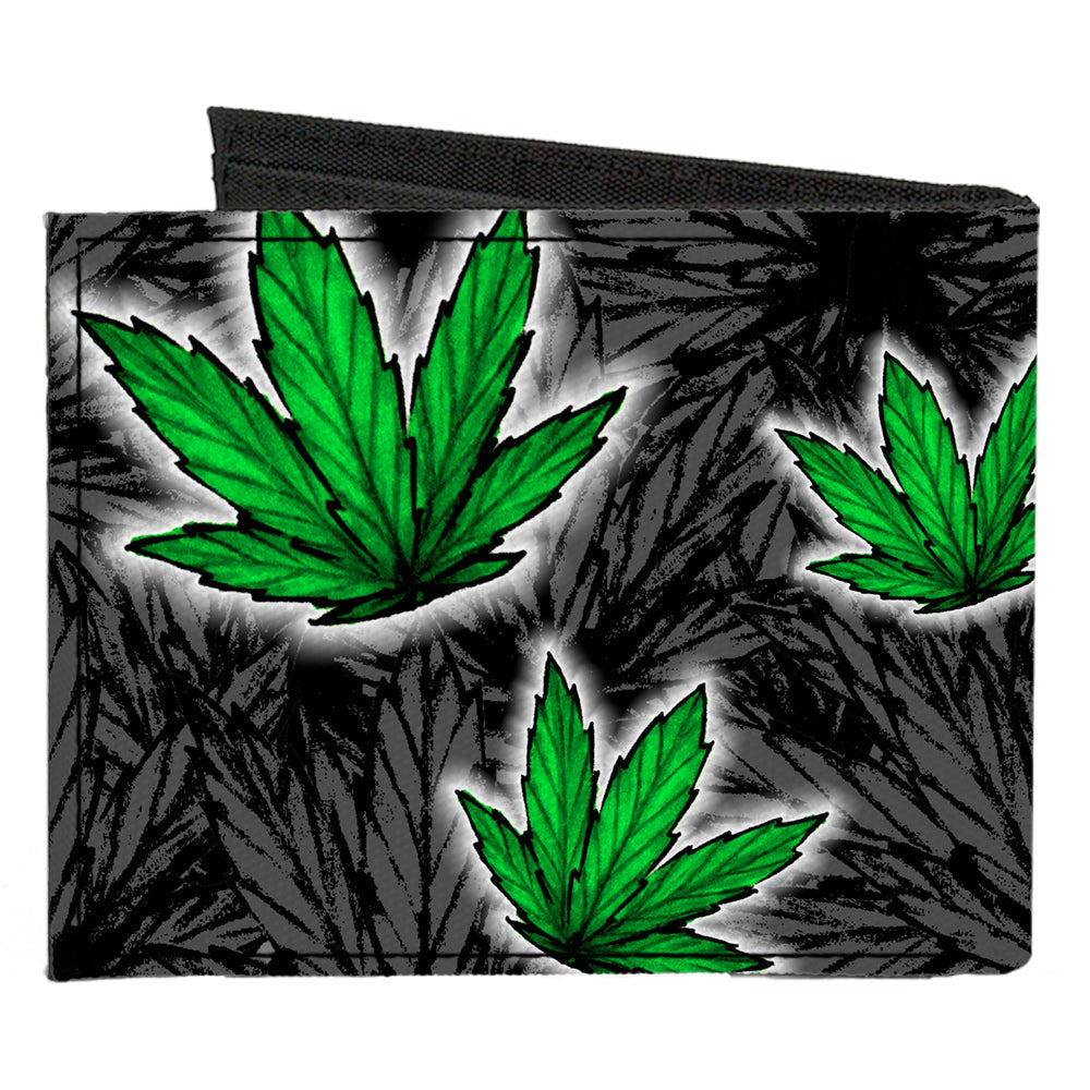 Canvas Bi-Fold Wallet - Marijuana Haze Black