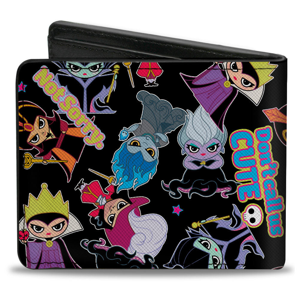 Bi-Fold Wallet - Disney Chibi 6-Villains DON'T CALL US CUTE Collage Black