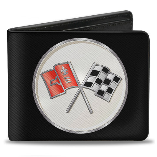 Bi-Fold Wallet - Corvette C2 Flags Logo Black