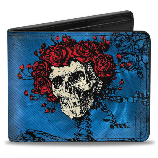 Bi-Fold Wallet - Skull & Roses + GRATEFUL DEAD Roses Blues Black Red