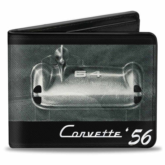 Bi-Fold Wallet - CORVETTE '56 SS Bumper + Grill Black Grays White