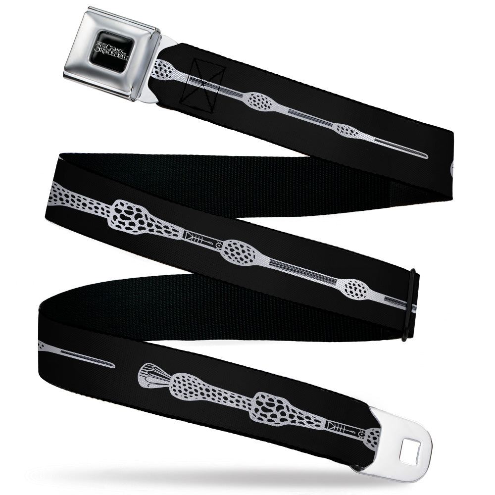 FANTASTIC BEASTS THE CRIMES OF GRINDEWALD Logo Full Color Black/White Seatbelt Belt - Fantastic Beasts The Crimes of Grindelwald Elder Wand Black/White Webbing