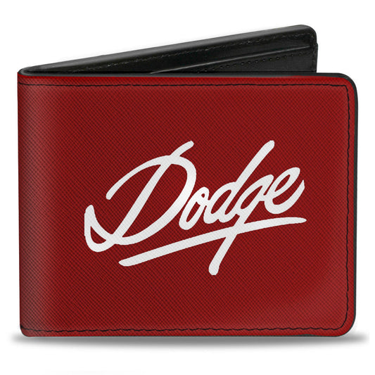 Bi-Fold Wallet - DODGE Emblem Script Burgundy White