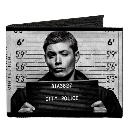 Canvas Bi-Fold Wallet - Supernatural Dean + Sam Mug Shots Grays Black White