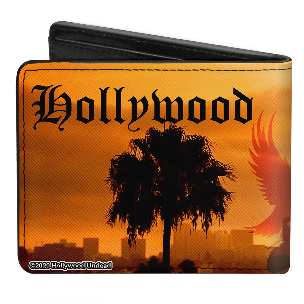 Bi-Fold Wallet - HOLLYWOOD UNDEAD Old English Skyline Oranges Black