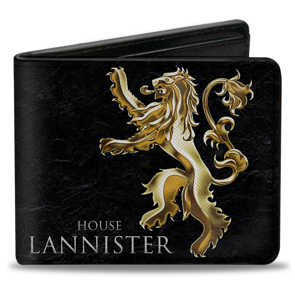 Bi-Fold Wallet - Game of Thrones HOUSE LANNISTER Rampant Lion Sigil Black Golds