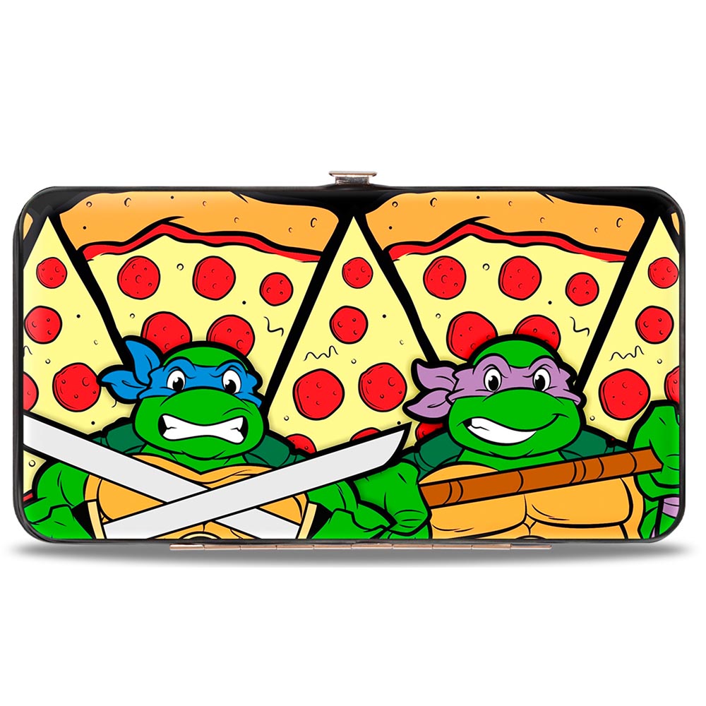 Hinged Wallet - Turtle Battle Poses Pizza