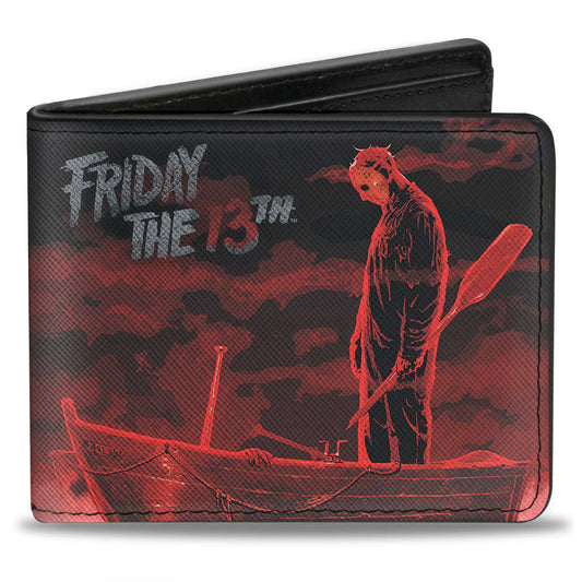 Bi-Fold Wallet - FRIDAY THE 13th Jason Boat Murder Black Reds White