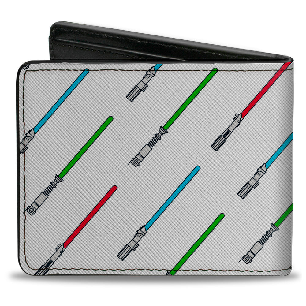 Bi-Fold Wallet - Star Wars Lightsabers Cartoon White