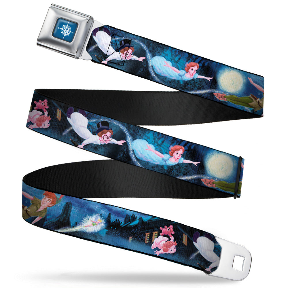 Peter Pan Compass Full Color Blue-Fade White Seatbelt Belt - Peter Pan Group Flying Scene Webbing