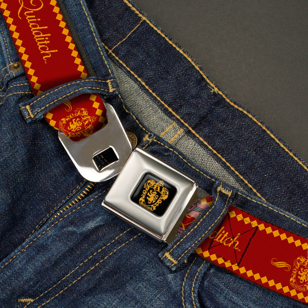 Gryffindor Crest Full Color Black/Gold Seatbelt Belt - TEAM QUIDDITCH/GRYFFINDOR Crest Red/Gold Webbing