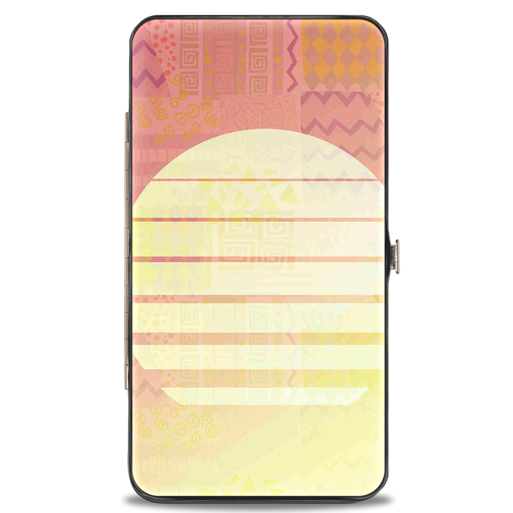 Hinged Wallet - HAWAII SURF CLUB Stitch Winking Pose + Sun Pattern Blocks Pinks Yellows