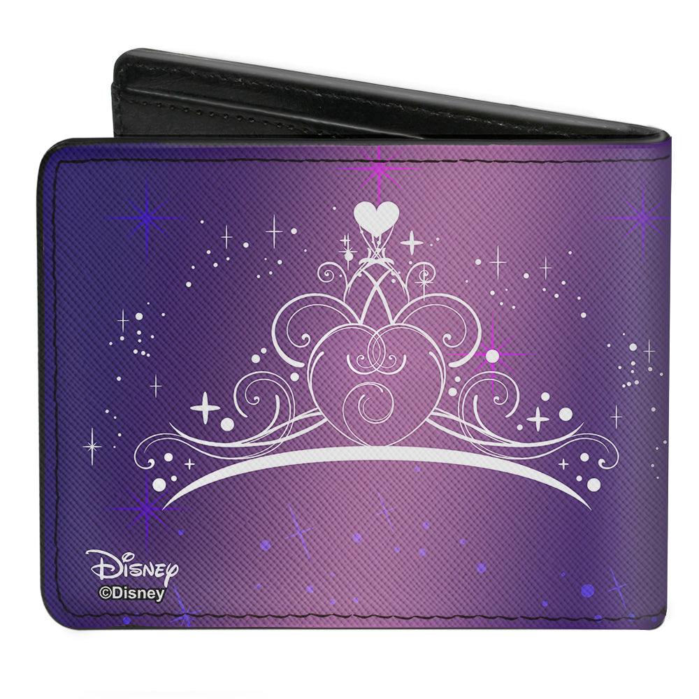 Bi-Fold Wallet - Cinderella & Prince Ball Scene + Crown Icon Purples White