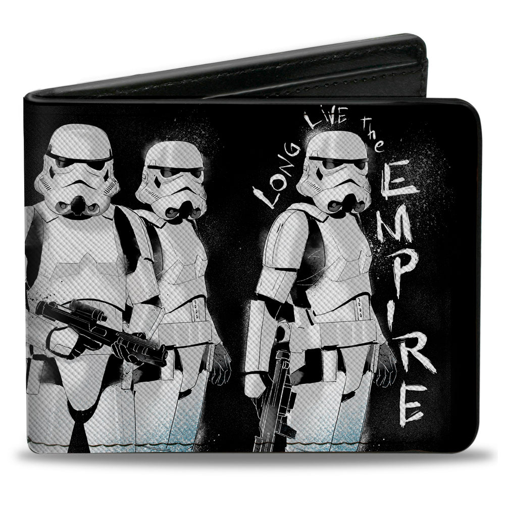 Bi-Fold Wallet - Star Wars Stormtrooper LONG LIVE THE EMPIRE Group Pose Black White