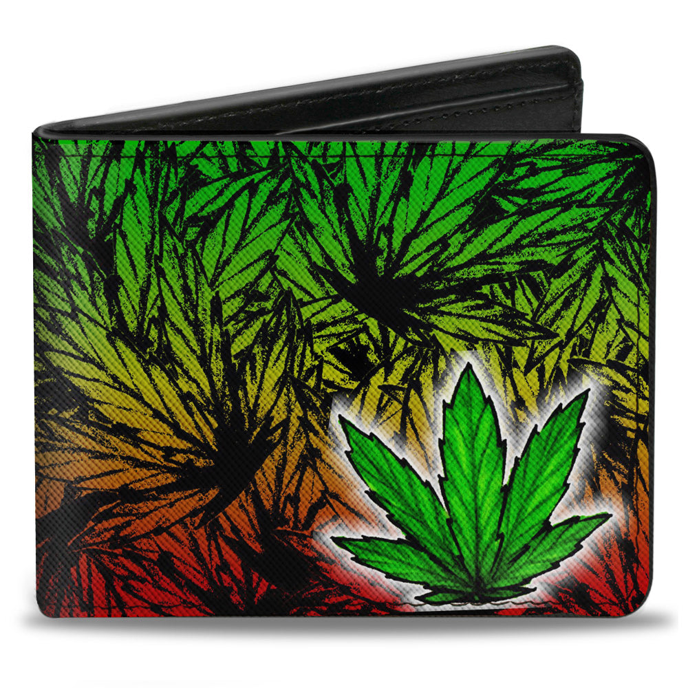 Bi-Fold Wallet - Marijuana Haze Rasta White