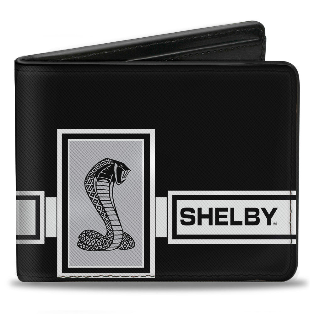 Bi-Fold Wallet - SHELBY GT 500 Cobra Box Stripe Black White Gray