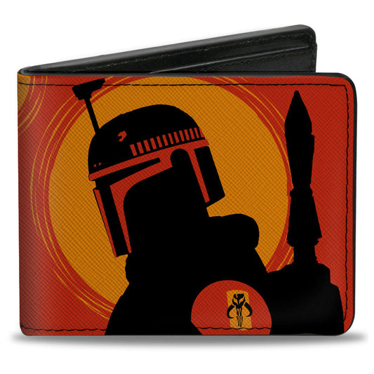 Bi-Fold Wallet - Star Wars The Book of Boba Fett THE LEGEND LIVES Tattooine Silhouette Red Orange Black