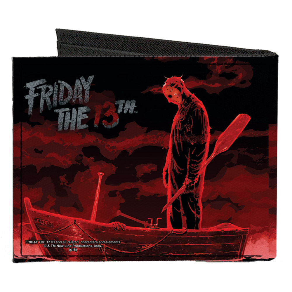 Canvas Bi-Fold Wallet - FRIDAY THE 13th Jason Boat Murder Black Reds White