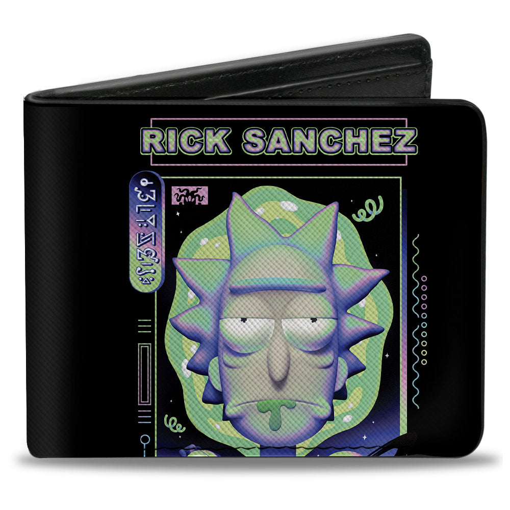 Bi-Fold Wallet - Rick and Morty RICK SANCHEZ Drooling Face Close-Up Black Greens