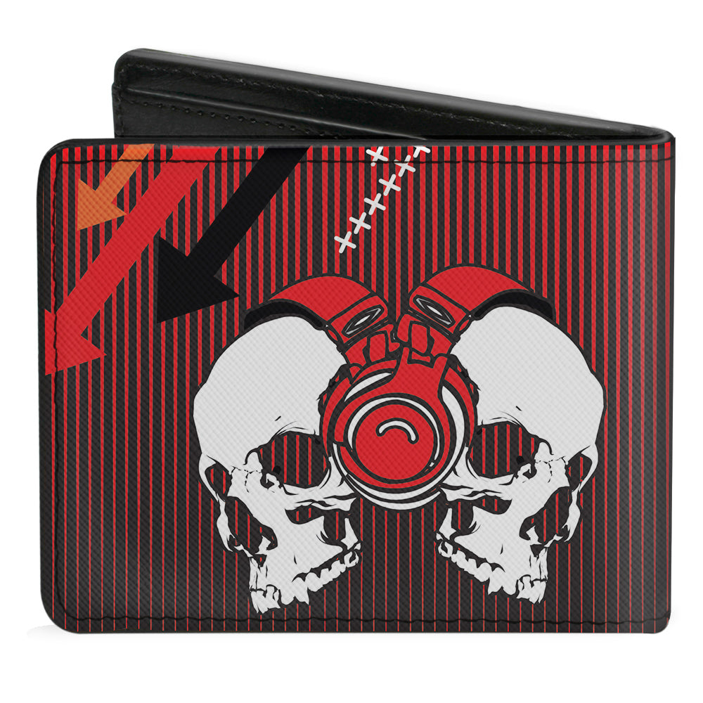 Bi-Fold Wallet - DJ Skulls Up Down Black Red