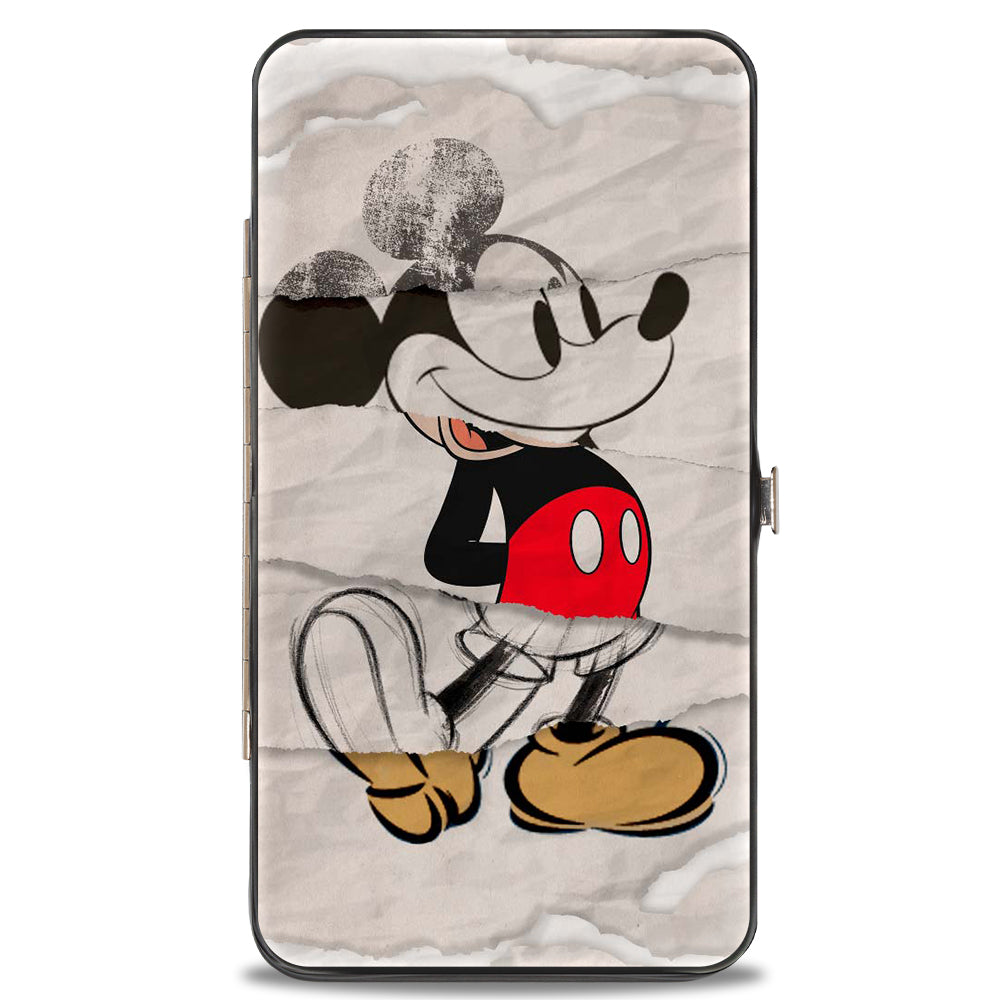 Hinged Wallet - Mickey Mouse Standing Pose Modern + Retro Sketches