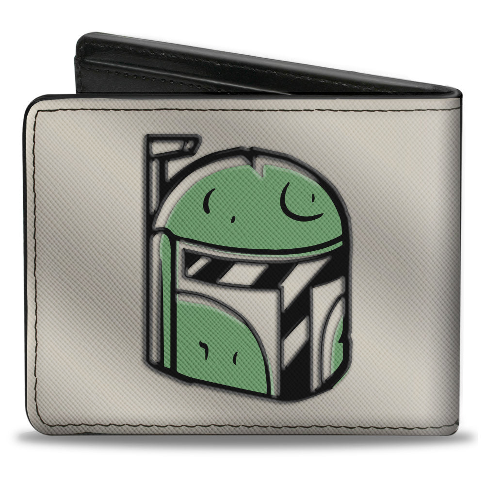 Bi-Fold Wallet - Star Wars Jabba the Hutt Han Solo Scene + Boba Fett Helmet Mono Line