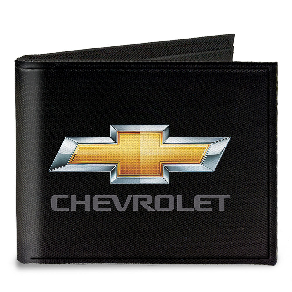 Canvas Bi-Fold Wallet - Chevy Bowtie CHEVROLET Black Gold Gray