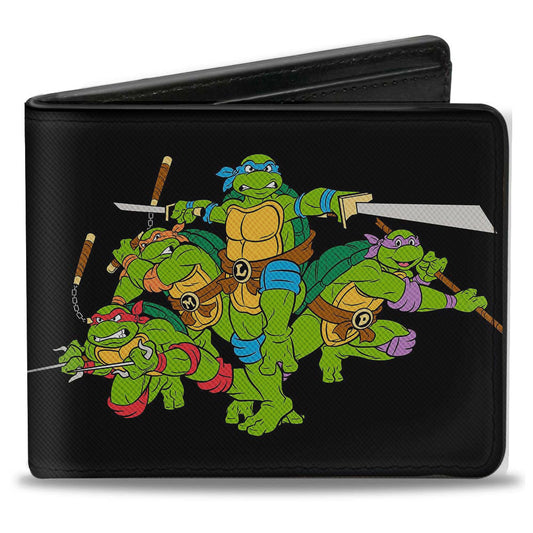 Bi-Fold Wallet - Classic TMNT Group Pose + TMNT WORLD TOUR 84 Black Green