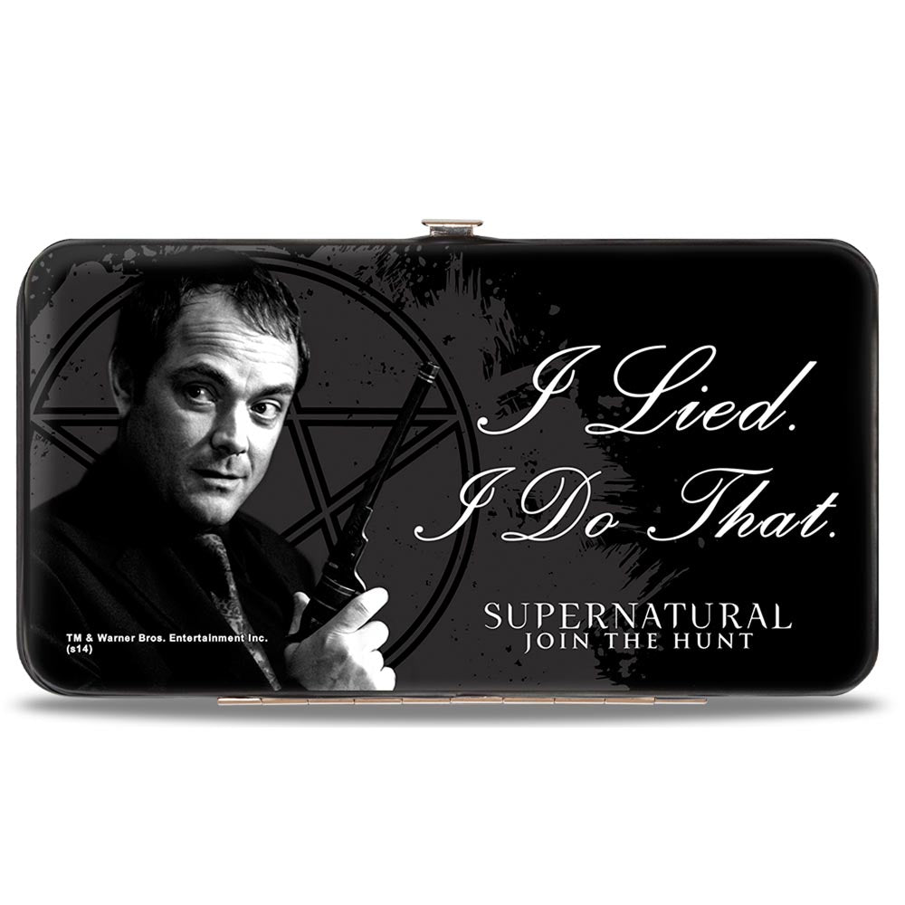 Hinged Wallet - Crowley I LIED- I DO THAT Pentagram Black Grays White