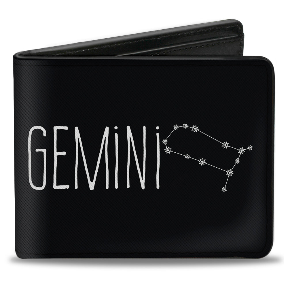 Bi-Fold Wallet - Zodiac GEMINI Constellation Black White