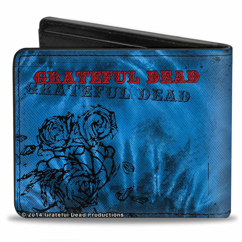 Bi-Fold Wallet - Skull & Roses + GRATEFUL DEAD Roses Blues Black Red