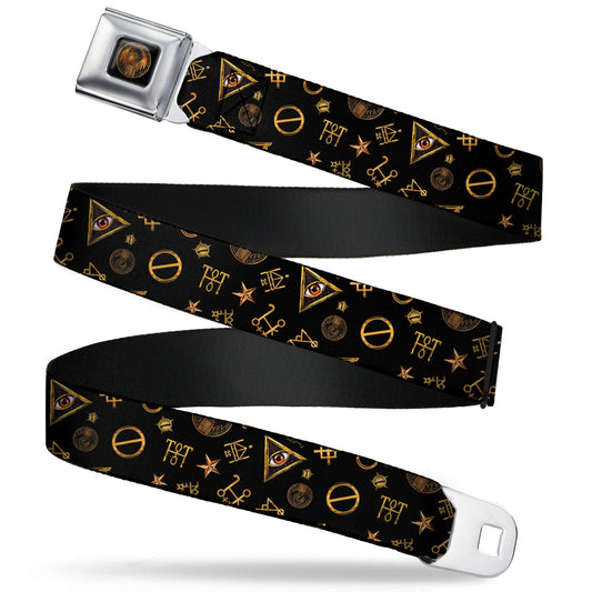 MACUSA Seal Full Color Black/Gold Seatbelt Belt - Fantastic Beasts and Where to Find Them Icons Scattered Black/Golds Webbing