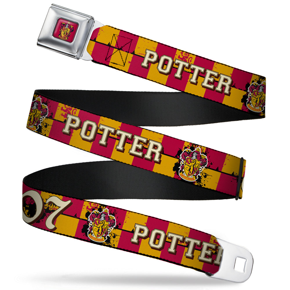 Gryffindor Crest Full Color Red Seatbelt Belt - Gryffindor Crest POTTER 07 Checker Gold/Red Webbing