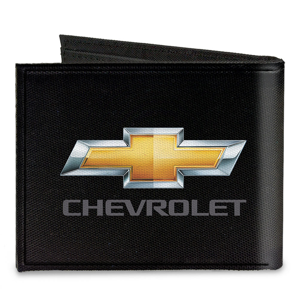 Canvas Bi-Fold Wallet - Chevy Bowtie CHEVROLET Black Gold Gray