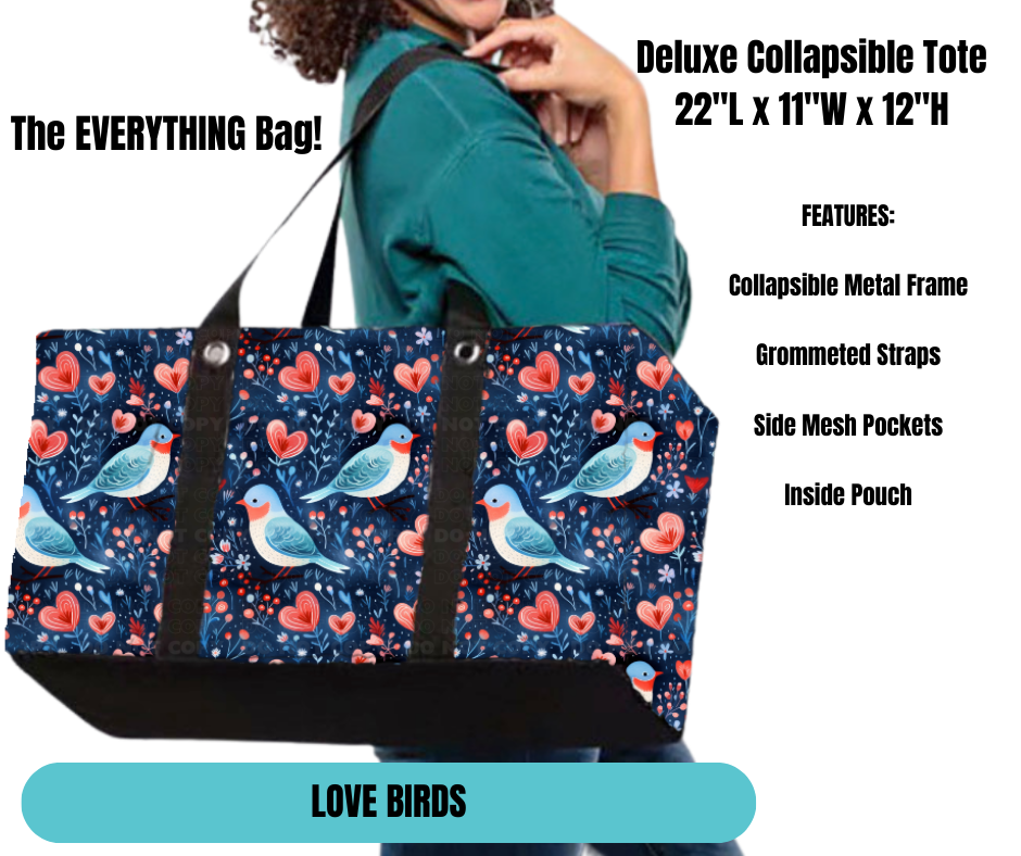 Preorder! Closes 11/18. ETA Feb. Love Birds Collapsible Tote