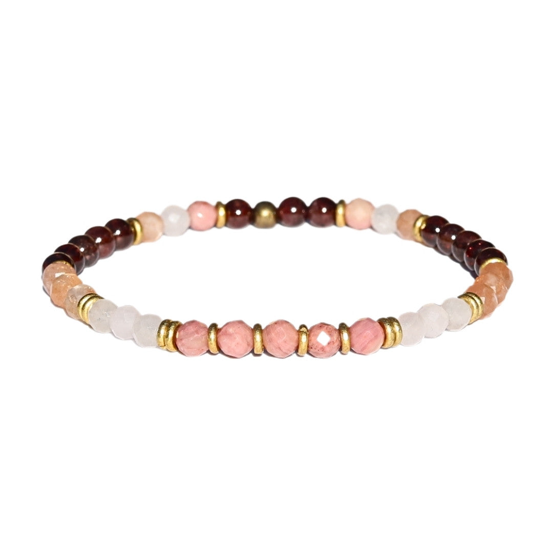 "Love & Self Love" Garnet and Rose Quartz Delicate Bracelet