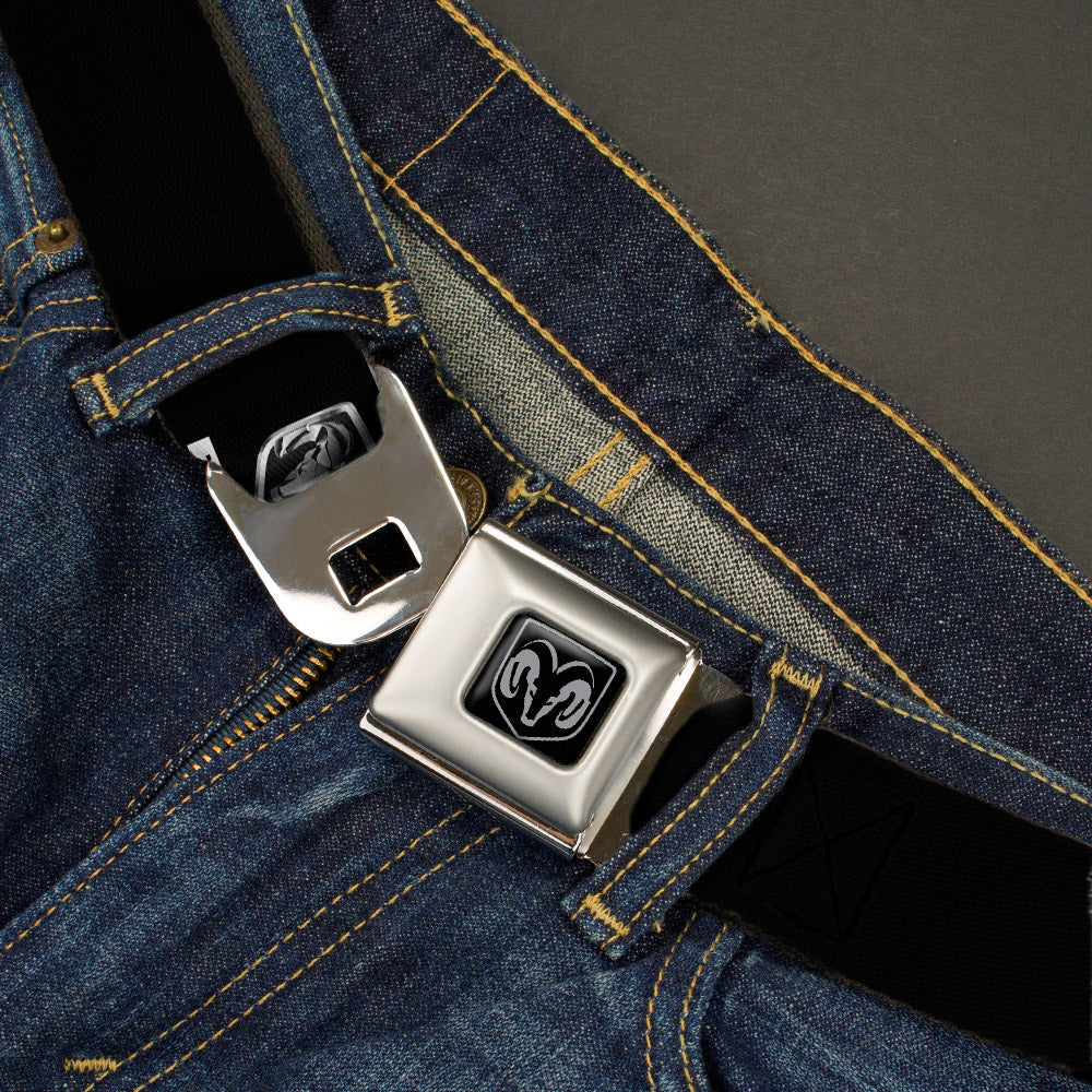 Ram Seatbelt Belt - Ram Black/Silver Logo REPEAT Webbing