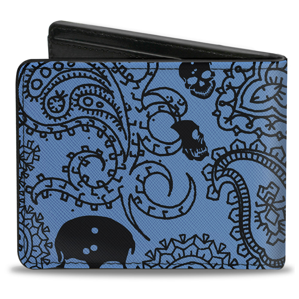 Bi-Fold Wallet - Bandana Skulls Baby Blue Black