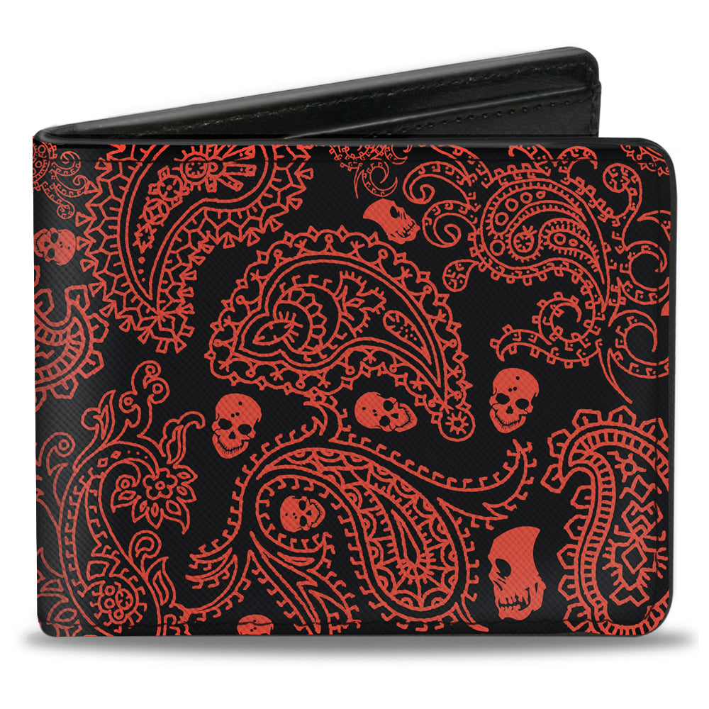 Bi-Fold Wallet - Bandana Skulls Black Orange