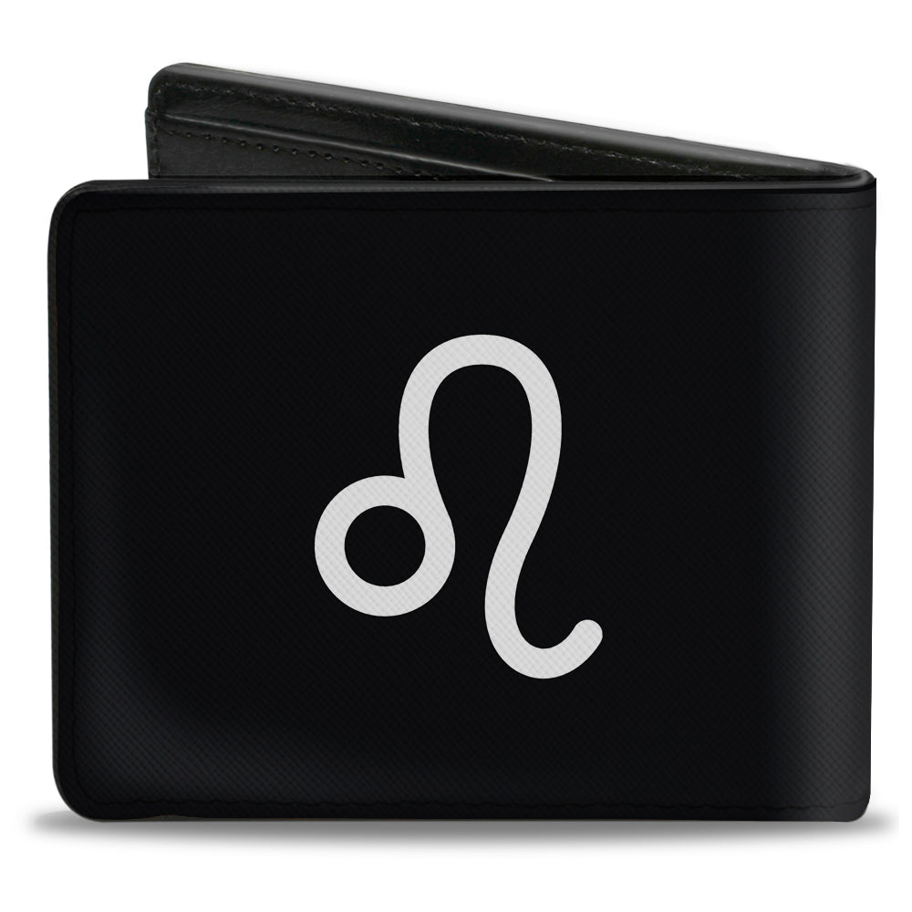 Bi-Fold Wallet - Zodiac LEO Symbol Black White