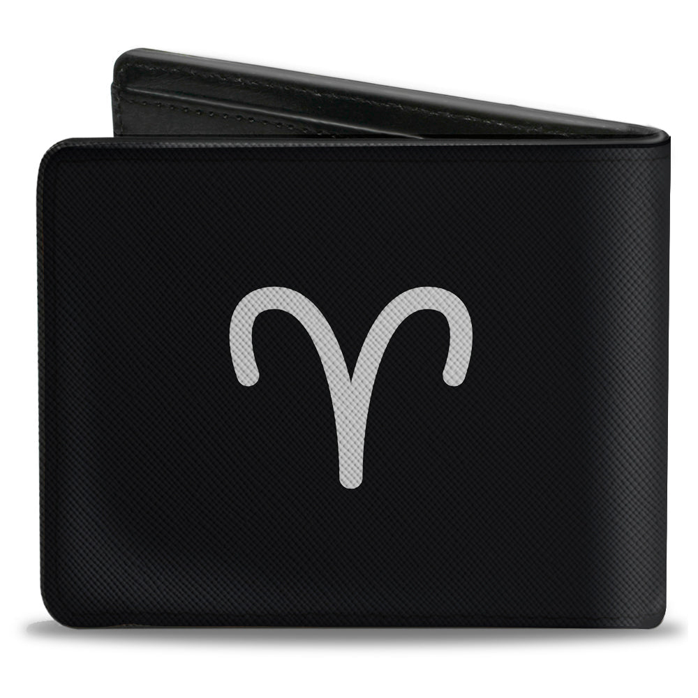 Bi-Fold Wallet - Zodiac ARIES Symbol Black White