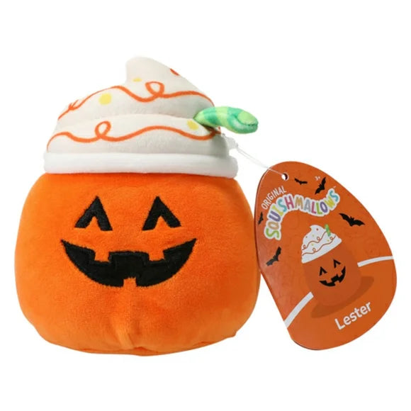 Squishmallows Lester the Pumpkin Latte 4.5" Halloween Collection 2023 Stuffed Plush