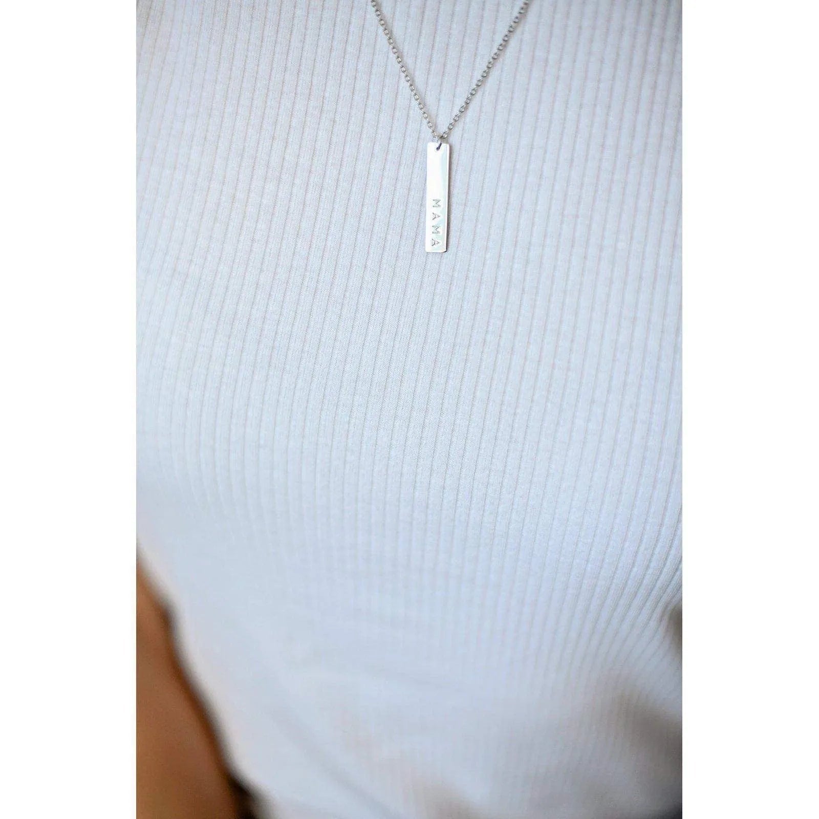 Mama Bar Necklace in Silver