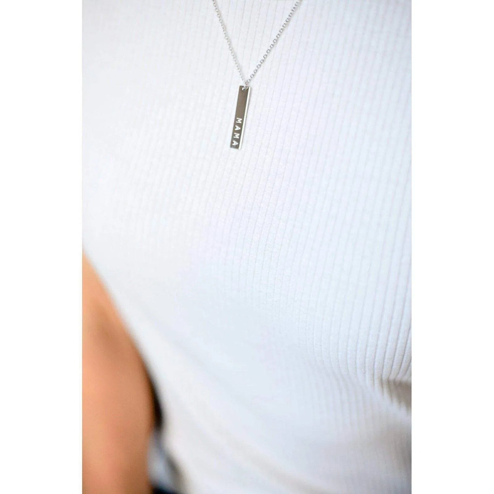 Mama Bar Necklace in Silver