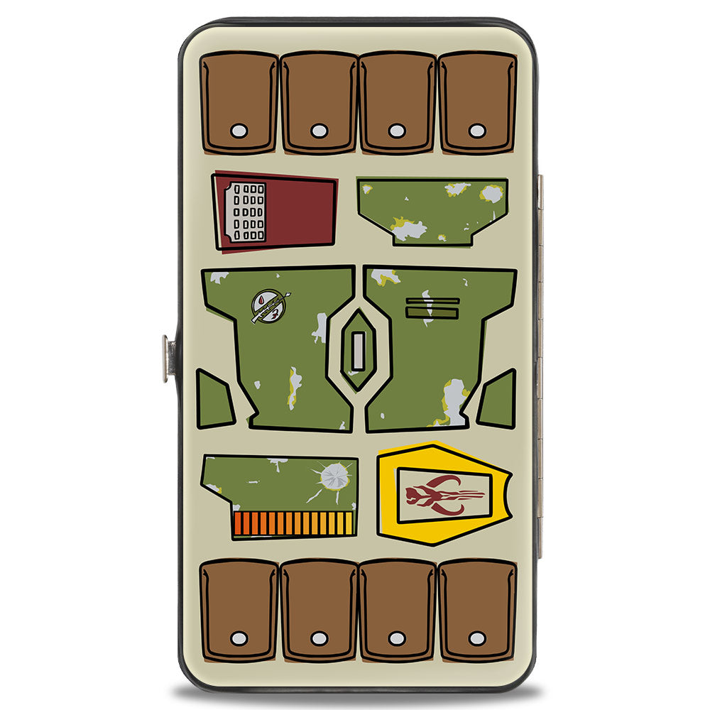 Hinged Wallet - Star Wars Boba Fett Helmet + Utility Elements Bounding Greens